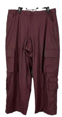 Terea by Andrea Pitter Women's Dark Cherry Faux Leather Pants Sport Size XXL NWT